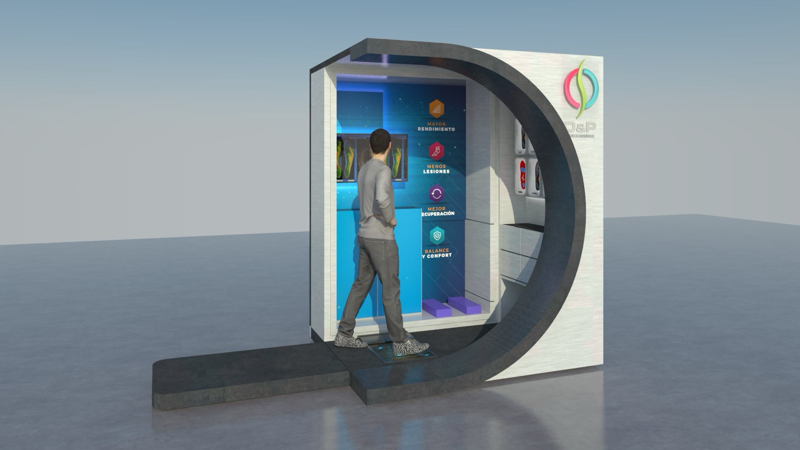 Render de stand para clínica de 2 metros