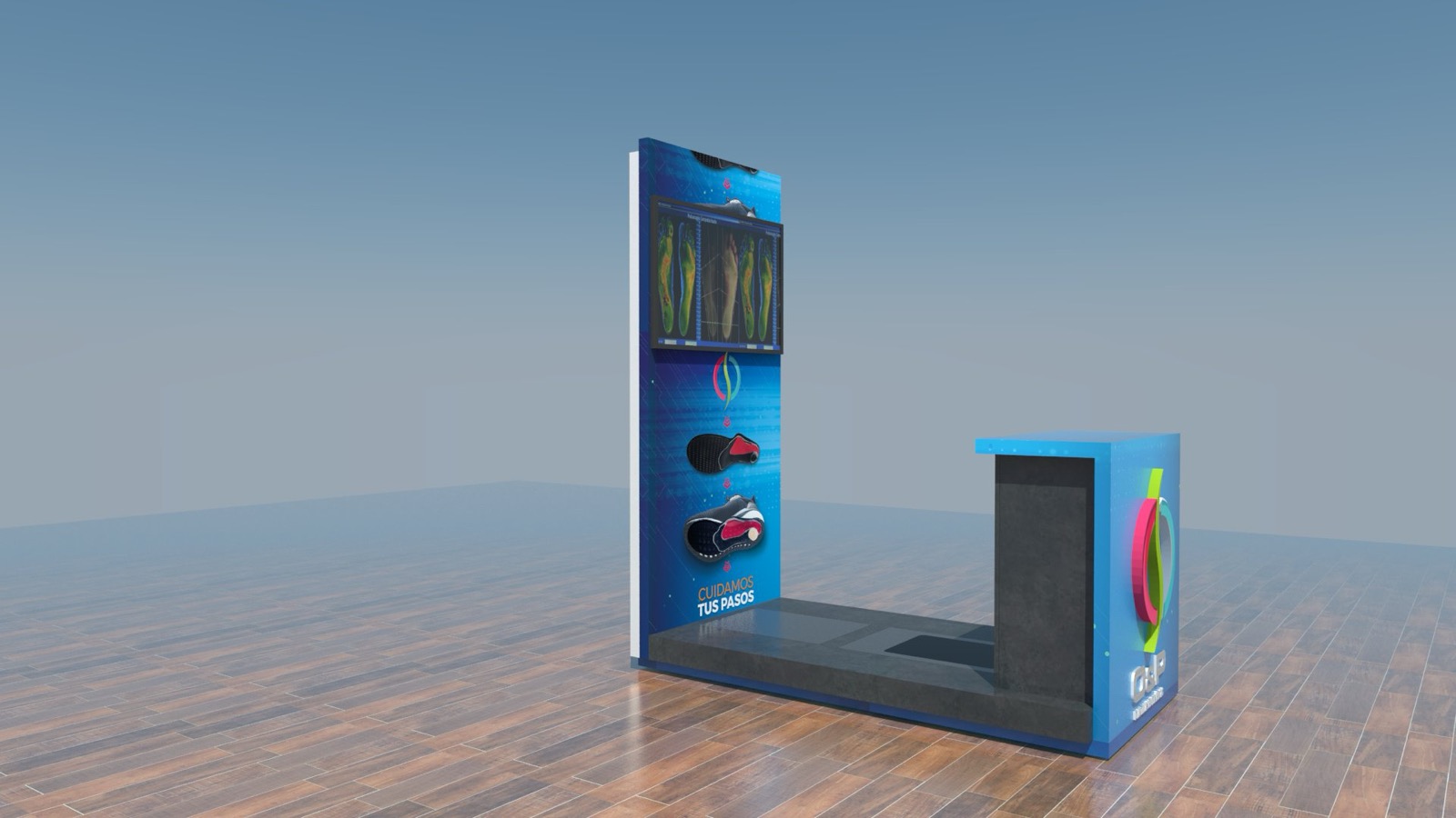 Render de stand O&P de 1 metro
